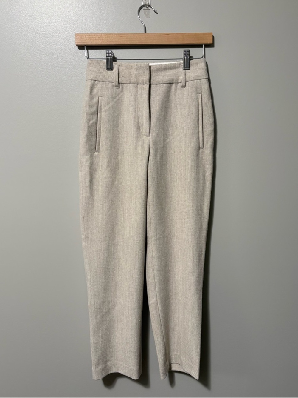 Wilfred High Rise Crop Linen Look Tailored Beige Pant